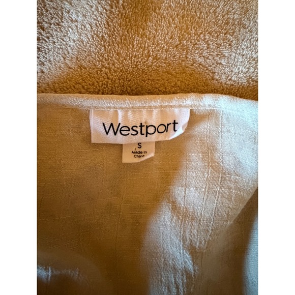 Westport Womens Cream Lace Boho Blouse Long Bell Sleeve Split Neck Top Small - Picture 5 of 10